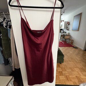Burgundy Satin Slip Dress